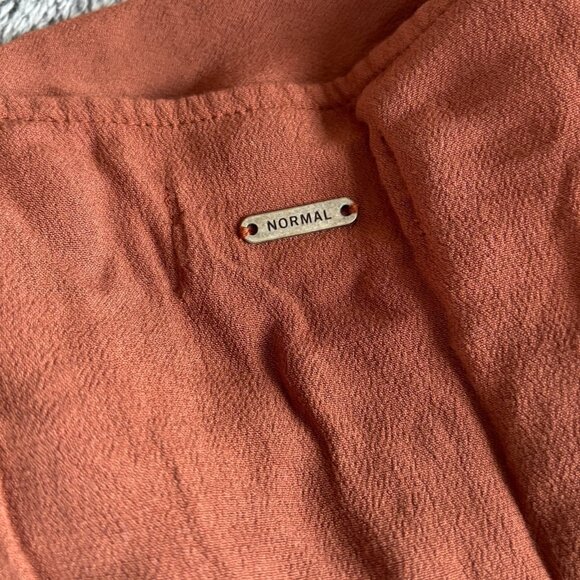 The Normal Brand Dress Size XS Clay Brown Deep V Button Midi Minimalist 18687 - Picture 8 of 10